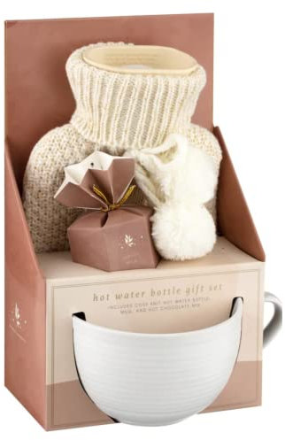 Hot Chocolate Gift Sets with Mug & Cosy Hot Water Bottle | Mini Marshmallows & Christmas Candy Canes | Hot Chocolate Set | Hot Water Bottle Gift Set | Gift Set For Women Teen