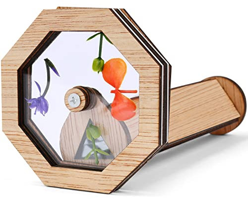 AUAUY DIY Kaleidoskop Set, Holz Kaleidoskop, Befüllbares Kaleidoskop Spielzeug Handgemachte Nostalgische Kaleidoskop Kinder und Erwachsene Lernspielzeug für Weihnachten Geburtstag Geschenk (Achteck)