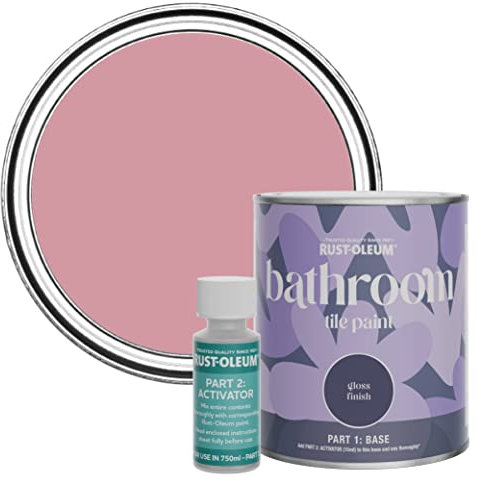 Rust-Oleum Pink Water-Resistant Bathroom Tile Paint in Gloss Finish - Dusky Pink 750ml
