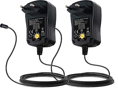 McGrey UAD-1000 Universalnetzteil 1A 2x Set - Schaltnetzteil für Elektrogeräte - Max. Stromstärke: 1000 mA - Spannung von 3V bis 12V wählbar - Wechselbare Polarität - Acht Adapterstecker & USB-Adapter