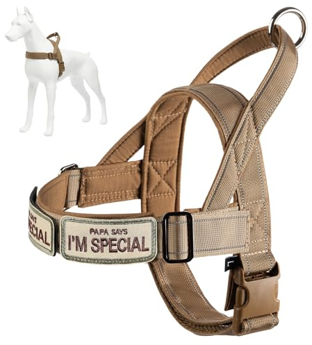 Hundegeschirr Verstellbar für Kleine Mittlere Große Hunde, Reflektierend Ausbruchsicher Ohne Zug, Hundegeschirr Jagd Training Outdoor Schwarz XL (Brown-S)