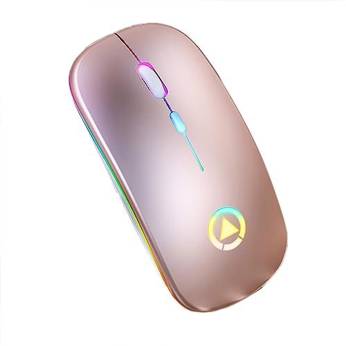 ciciglow Mouse Illuminato Ricaricabile Silenzioso Senza Fili per Ufficio e Laptop (Oro Rosa)