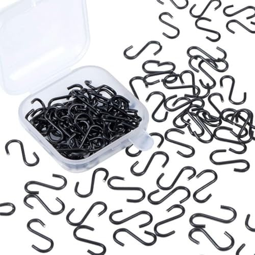 100 Stück 0,55 Zoll Mini S Haken Steckverbinder S-Förmig Draht Haken mit Aufbewahrungsbox für DIY Handwerk,Mini S Haken 2,5cm Klein S-förmige Haken, Hängende Schmuck, Schlüsselkette, Tag