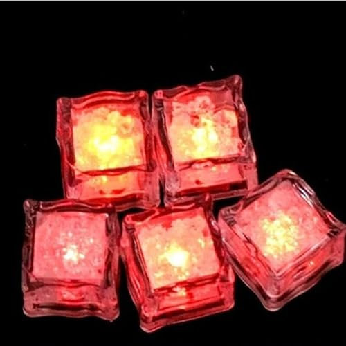 Viitech 12 Stück LED-Eiswürfel-Lichter, Rot Eiswürfel-Lampe mit Flüssigkeitssensor, Neonlicht-Eiswürfel, batteriebetrieben, Party, dekorativ für Bar, Hochzeit, Party (Rot)