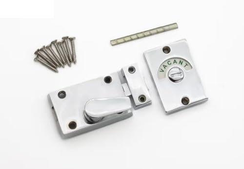 Polished Chrome Vacant and Engaged Indicator Bolt – Toilet Door Lock with Keep and Fixings for Bathroom, Shower or Restroom Doors (Pack of 1)