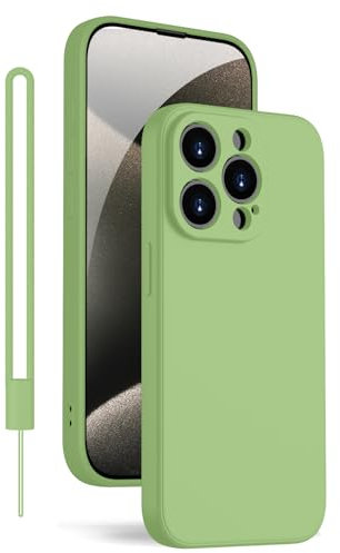 KPPIT iPhone 15 Pro Max Silicone Case 6.7-Inch,Shockproof Cover with Microfiber Lining,Silky-Soft Touch Full-Body Protective Phone Case(Matcha Green)