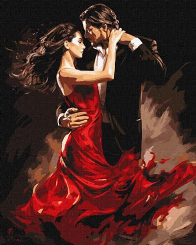 IDEYKA Tango der Liebe - Malen nach Zahlen für Erwachsene, einfaches Acryl-Malen nach Zahlen für Erwachsene, malen nach zahlen erwachsene mit rahmen,DIY-Malen nach Zahlen als Geschenk, 40х50cm