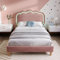 Lit rembourré 90 x 190 cm, Cadre de lit Simple avec sommier à Lattes et tête de lit réglable, Pink