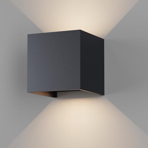 K-Bright Applique da parete interno/esterno 12 W con angolo di fascio regolabile applique da parete LED 4000 K bianco naturale, impermeabile IP65 applique antracite