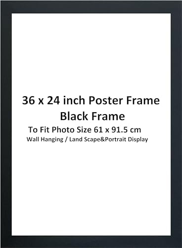 DECORO 36x24inch (91.5x61) cm Black Photo Frame, Black Wood Finish,Maxi Poster Frame, Picture Poster Frame, Portrait and Landscape Display Picture Frames