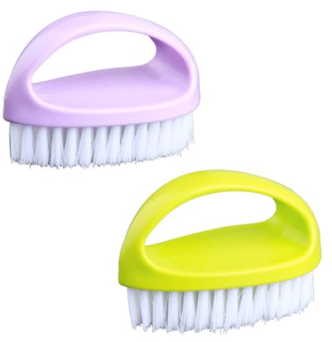 Thyonta 2PCS Shoe Brush Egg Shaped Cleaning Brush Multifunctional Household Laundry Brush Candy Color Brush Clothes Shoes Cleaning Brush Garden Auto Mechanic Cleaning Fingers (Purple + Green)