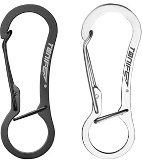 TONIFE Karabiner, Karabinerhaken aus Hochwertigem Edelstahl für Karabinerhaken Schlüsselanhänger, Snap Schnalle Feder Rucksack Verschlüsse (MT2803 Schwarz Titan+Polieren)
