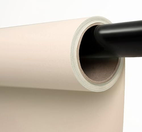 Kate Toile de Fond Photographique en Papier Beige Crème - Rouleau Professionnel Anti-Reflet pour Studio/Extérieur (1,35x5m, Ivoire Naturel)