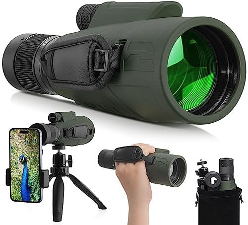 15-45x50 Zoom Monocular Telescope, Portable Monoculars for Adults with BAK4 Prisms & FMC Lens, Compact Waterproof HD Monoculars with Smart Phone Adapter Tripod for Bird Watching Hiking Camping