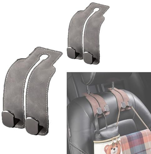 Coogime Lot de 2 crochets doubles universels pour siège arrière de voiture, accessoires de voiture, pour porte-monnaie et sacs, gris