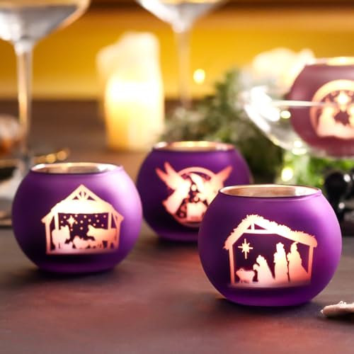 SYFURNIX Juego de 4 portavelas de adviento, portavelas de cristal, decoración de mesa de Navidad, decoración de mesa