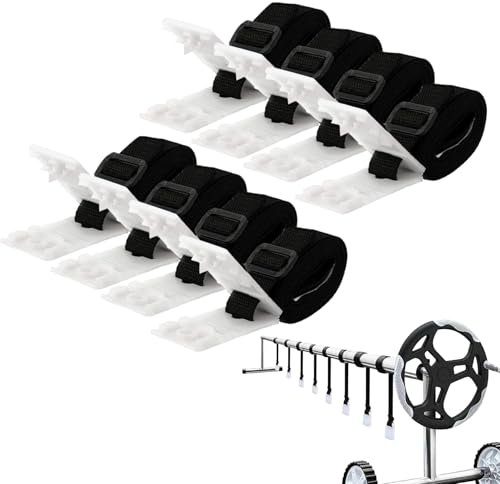 SHITOOMFE Pool Cover Straps Solar Pool Cover Straps for Reel with 8 Straps and 16 Buckles Pool Solar Cover Reel Attachment Kit Swimming Pool Roller Cover Straps for In-Ground Swimming Pool