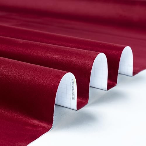 Fuhrwerkdesign Mikrofaserstoff Klebefolie Wildleder Optik Selbstklebend Auto Stoff Stretch Dehnbar Velvet Velour Kunstleder Wildlederimitat (Weinrot, 50cm x 150cm)
