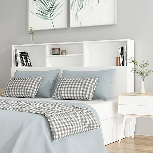 FIRBNUS Tete De Lit avec Rangement Tête De Lit Bois 160x19x103,5 cm Armoire de Tête de Lit Blanc