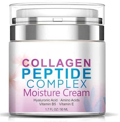 Crema idratante per il viso ai peptidi di collagene, crema al collagene anti invecchiamento per il viso, crema viso al collagene con complesso di peptidi, idrata la cura della pelle, rassoda e leviga