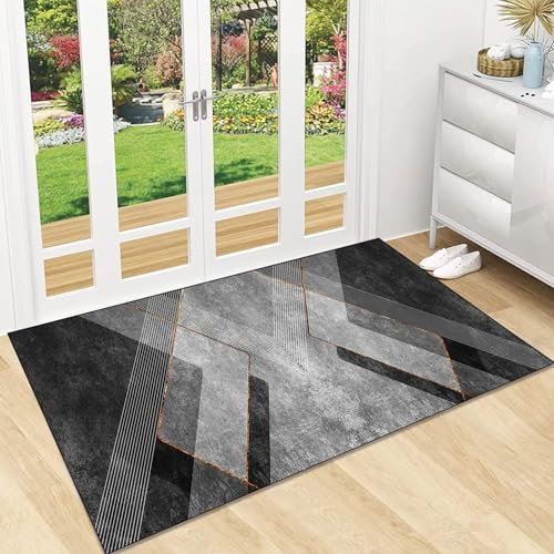 XUEDNGM Läufer Flur Küchenteppich Waschbar rutschfest 65 x 400 cm Waschbar Bei 30°C, rutschfest, Pflegeleicht Teppich Flur Läufer rutschfest Modern Teppichläufer für Flur, Küche, 2