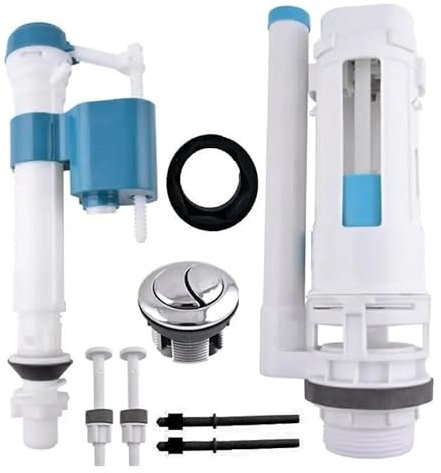 Shinekoo Toiletten-Spülkastenset, WC-Spülsystem, WC-Reparaturwerkzeuge für Zuhause, Badezimmer, Weiß, Polypropylen (PP), Kugelventil, Toilettenreparaturset, Toilettenspülung