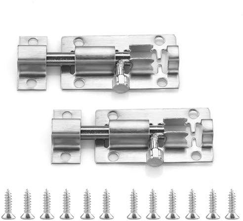 2 pestillos de puerta de acero inoxidable corredizos de acero inoxidable para puerta de jardín, dormitorio, baño, armarios (plata, 2 pulgadas)