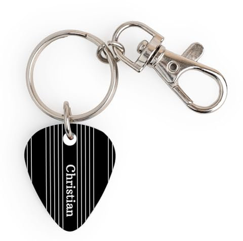 Wanapix | Porte-clés avec Médiator de Guitare Personnalisé | Cadeau Original pour les Guitaristes | Idée Cadeau Saint Valentin/Anniversaire | Staves