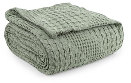 Milam London Bed Throws Super King Size | 100% Cotton Soft Extra Large Throws | Super King Bedspreads | Blanket For Bed | Joanna Collection | 250 x 280 cm - Sage Green