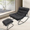 Sillon Mecedora Interior Exterior Lactancia con Reposapiés y Cojín Extra Grande, Rocking Chair para Adulto Silla Dormitorio Sillón Lectura, hasta 150 kg para Jardín Salon Terraza Balcón