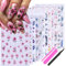 Zernblend 12 Nail Stickers with Floral and Butterfly Pattern, Nail Stickers, Nail Art Stickers (with Tweezers, Nail Clippers and Nail File)