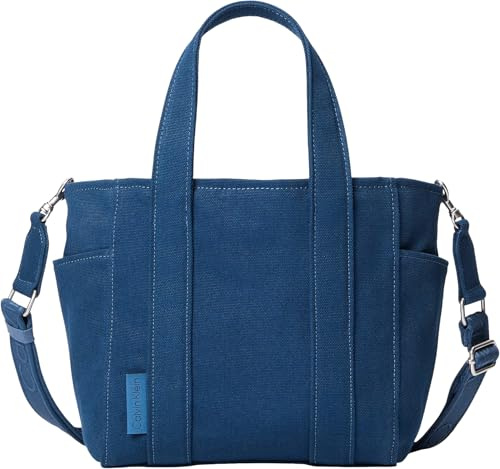 Calvin Klein Damen Tote Bag Tasche Webbing Strap Canvas Klein, Blau (Ensign Blue), Einheitsgröße