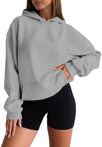 Felpa con cappuccio da donna, oversize, Aesthetic, Y2K, Hip Hop, felpa con cappuccio, a maniche lunghe, per sport, fitness, attività all'aria aperta, per le mezze stagioni, 03-grigio., S