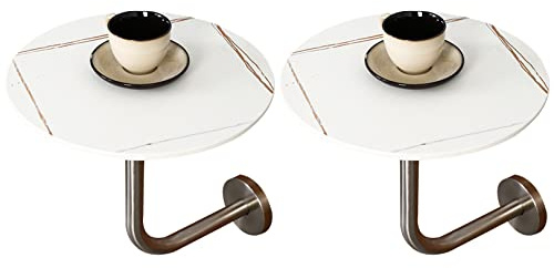 Baodiale Kleine Couchtische zur Wandmontage, runder Wandtisch für Cafés, Schieferplatte, kleines Seitensofa-Endstück, Durchmesser 15,7 Zoll