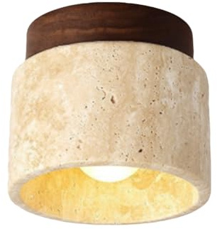 Koolenry Retro Cream Style Corridor Ceiling Light E27 Three Color Dimming for Kitchen Hallway Living Room Study Hall Tea Room Lobby Entrance Corridor Balcony Restaurant Hotel Aisle Travertine Decorati