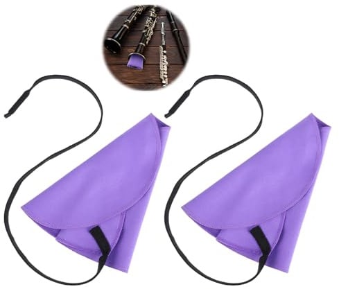 2 Stück Putztuch Klarinette Swab Cloth Saxophon Reinigungstuch Flöte für Innenrohr Reinigungsset Tuch A Förmiges Design Querflöte Durchzieh für Piccoloflöte Sax Musikinstrumente Lila