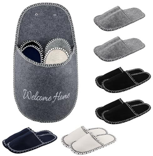 ZoneYan Zapatillas Casa Invitados Fieltro Kit, 6 pares de Zapatillas De Fieltro, Antideslizantes, Tallas 36-45, Multicolor, Ideales Para Familia, Hotel, Viajes