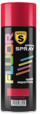SPSIL Pintura Spray Brillante Rojo Fluor(pack of 1) 200ml, Metal Secado RápidoPintura Profesional Interior Exterior, Aplicación Fácil en Madera Plástico, DIY Decoración Muebles Automóviles