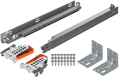 Blum Tandem Plus BLUMOTION Concealed Undermount Drawer Slides (Runners) Kit, 21-Inch, Full Extension, Soft-Close, Steel, 100 lb. Load Capacity for Wood Drawers (1 Kit)