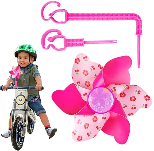 Nevalerra Fahrrad-Windrad-Lenker – Blumen-Windspiel für Kinderfahrräder, Dreiräder, Roller, einfach anzuziehen, niedliches buntes Design, leichtes lustiges Accessoire für Outdoor-Fahrten, perfekter