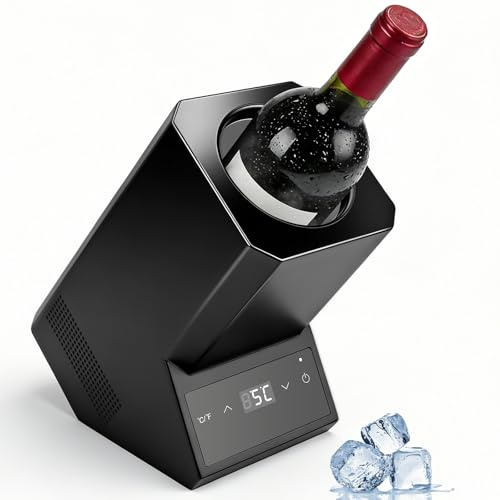 Elektrisch Weinkühler für 1 Flasche, Präzisionskühlung ohne Eis, 24h Dauerbetrieb, 750ml Sektkühler für Wein & Champagner | 5-18°C | 39 dB | bis Ø9cm, Sensor-Touch, Party, Geschenk für Weinliebhaber