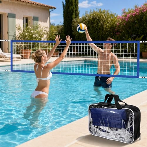 Filet Volley Piscine 457 x 91 cm – Filet de Piscine Volley en PE résistant, Filet de Remplacement réglable et imperméable, Portable avec Sac de Transport, pour Jardin, Plage et Jeux extérieurs