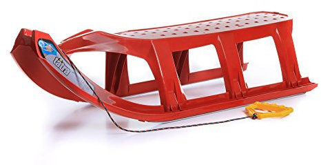 Unbekannt Schlitten Kinderschlitten Rodel aus Kunststoff Zugseil Metallkufen Tatra 3 Farben (Rot)