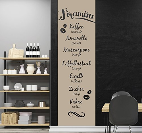 tjapalo® bei-pkm145 Wandtattoo Küche Rezept Wandtattoo Tiramisu Wandbanner kochen Esszimmer Wandaufkleber Rezept Tiramisu (Höhe 180 x Breite 42 cm)