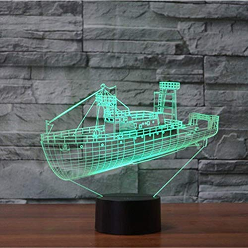HPBN8 Ltd 3D Dampfer Illusions LED Lampen Tolle 7 Farbwechsel Acryl berühren Tabelle Schreibtisch-Nacht licht mit USB-Kabel für Kinder Schlafzimmer Geburtstagsgeschenke Geschenk