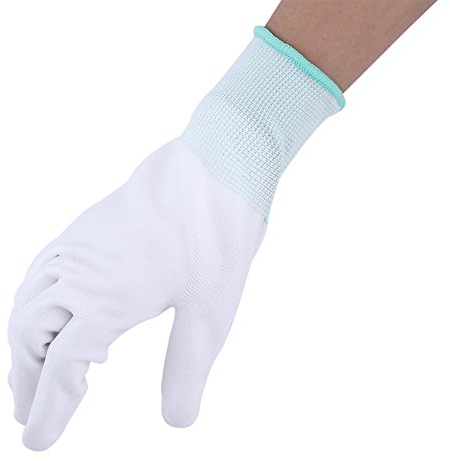 Walfront 1 Paar Anti-Statik Gleitschutz Handschuh PU Beschichtet Palm Anti-Rutsch Wearable für PC Computer Telefon Reparatur Sicherheit Arbeiten(M(Grün))