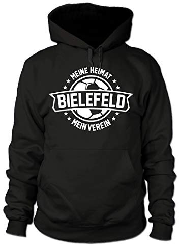shirtloge - Bielefeld - Meine Heimat, Mein Verein - Fan Kapuzenpullover - Schwarz - Größe XL
