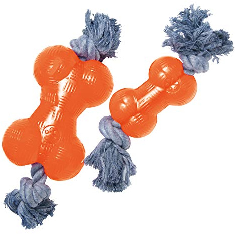 gloria TPR Orange Rubber Bone with Rope (Large), L