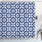 ABAKUHAUS Blau Duschvorhang, Portugiesisch Azulejo Pattern, Stoffliches Gewebe Badezimmerdekorationsset mit Haken, 175 x 180 cm, Dunkelblau