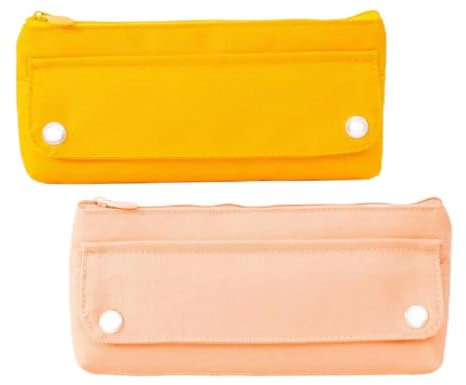 iSuperb Federmäppchen Große Kapazität Pencil Case Studenten Mäppchen Schlamperbox Schulmäppchen Federmäppchen Student Mädchen Make-up Tasche für Schule & Büro Damen (Pink + Gelb)